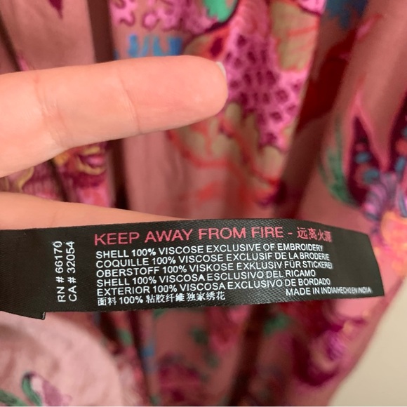 Anthropologie Womens pink ruffle embroidered flutter sleeve maxi dress XL - Picture 4 of 13